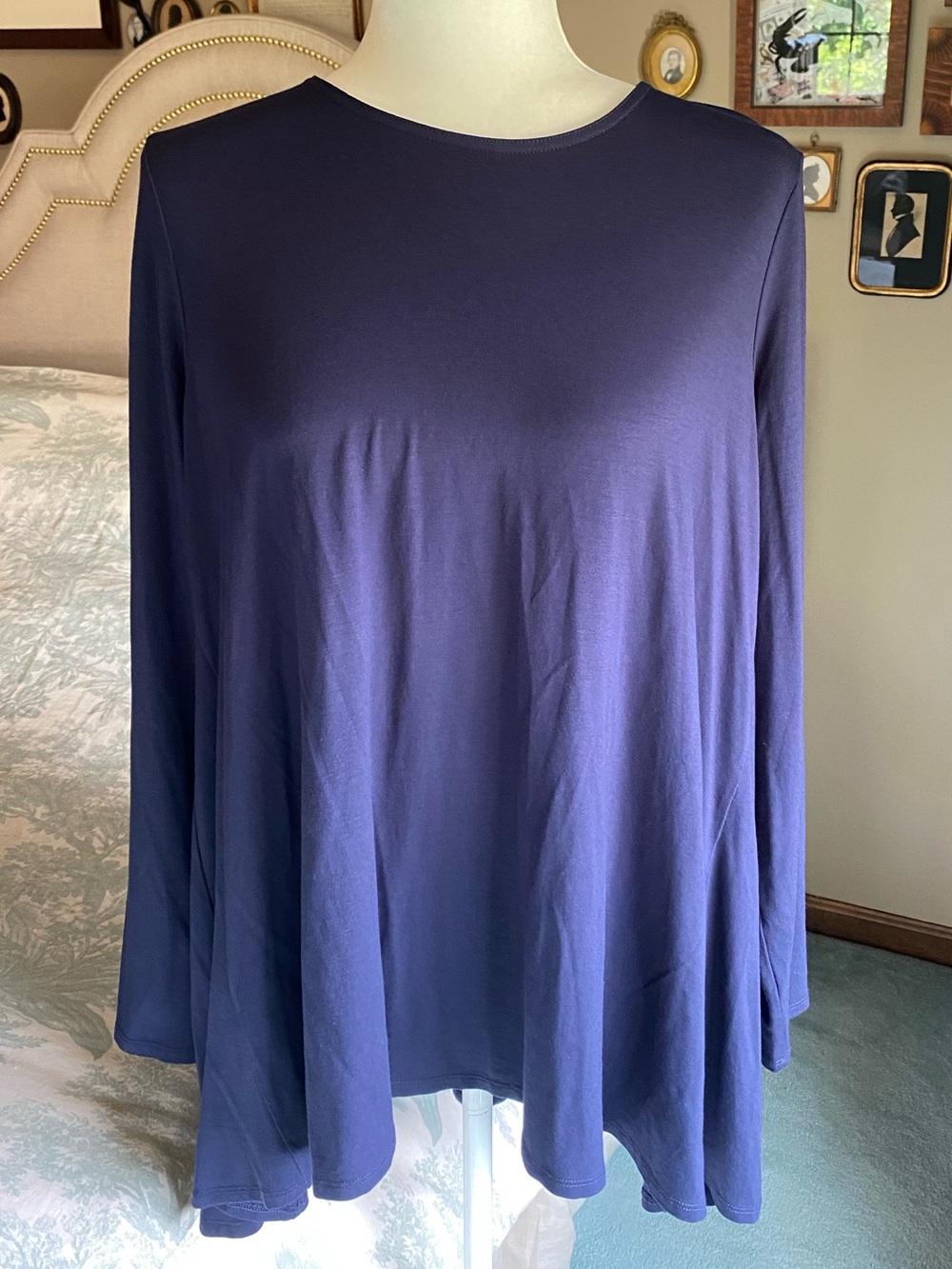 Eileen Fisher Navy Blue Swing/Hi-Low Top